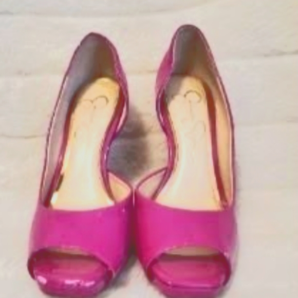 Jessica Simpson size 7 peep toe heels fushia - Picture 1 of 3